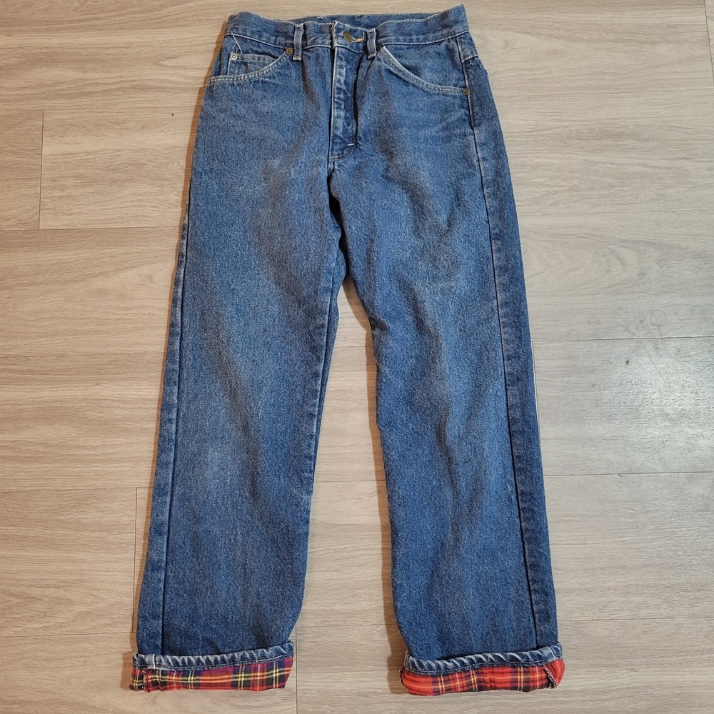 Vintage LL Bean Flannel Lined Jeans Mens 28x29(Tag 30x30)Union USA Denim Plaid